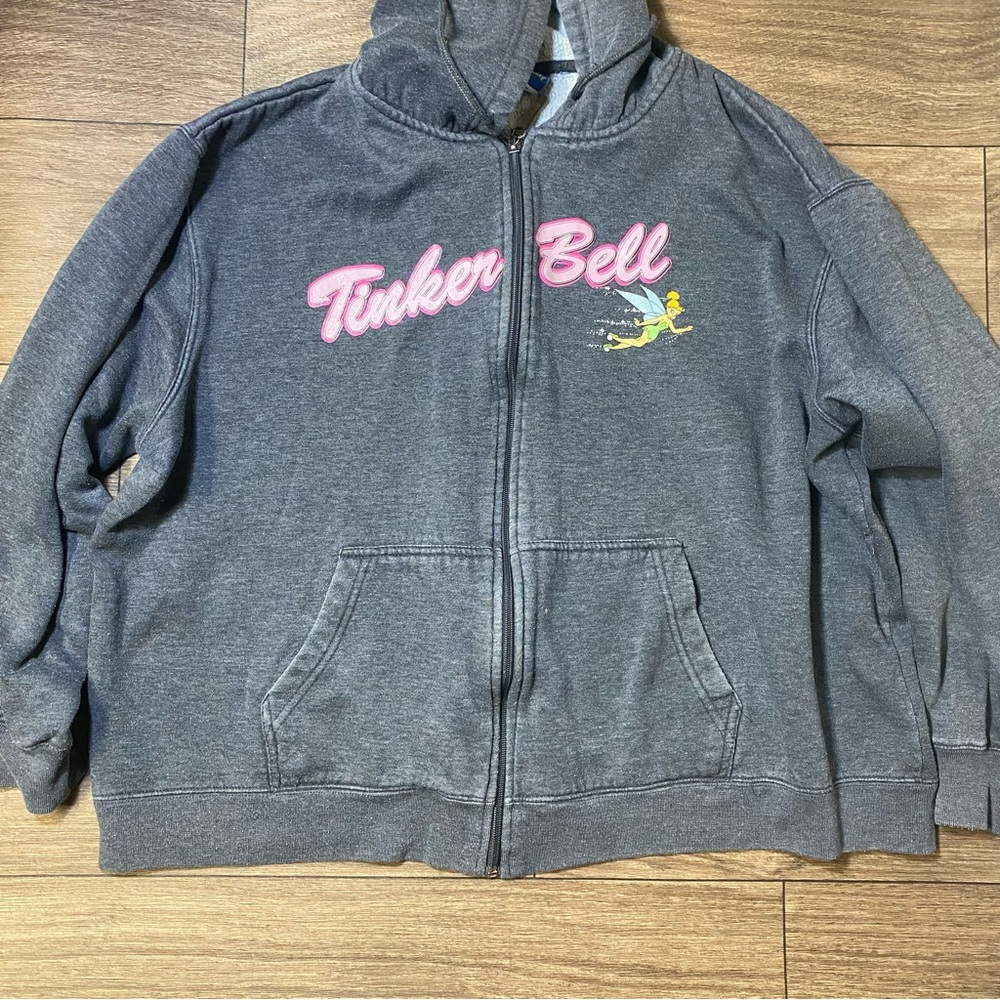 Vintage Disney tinker bell grey full zip up hoodie